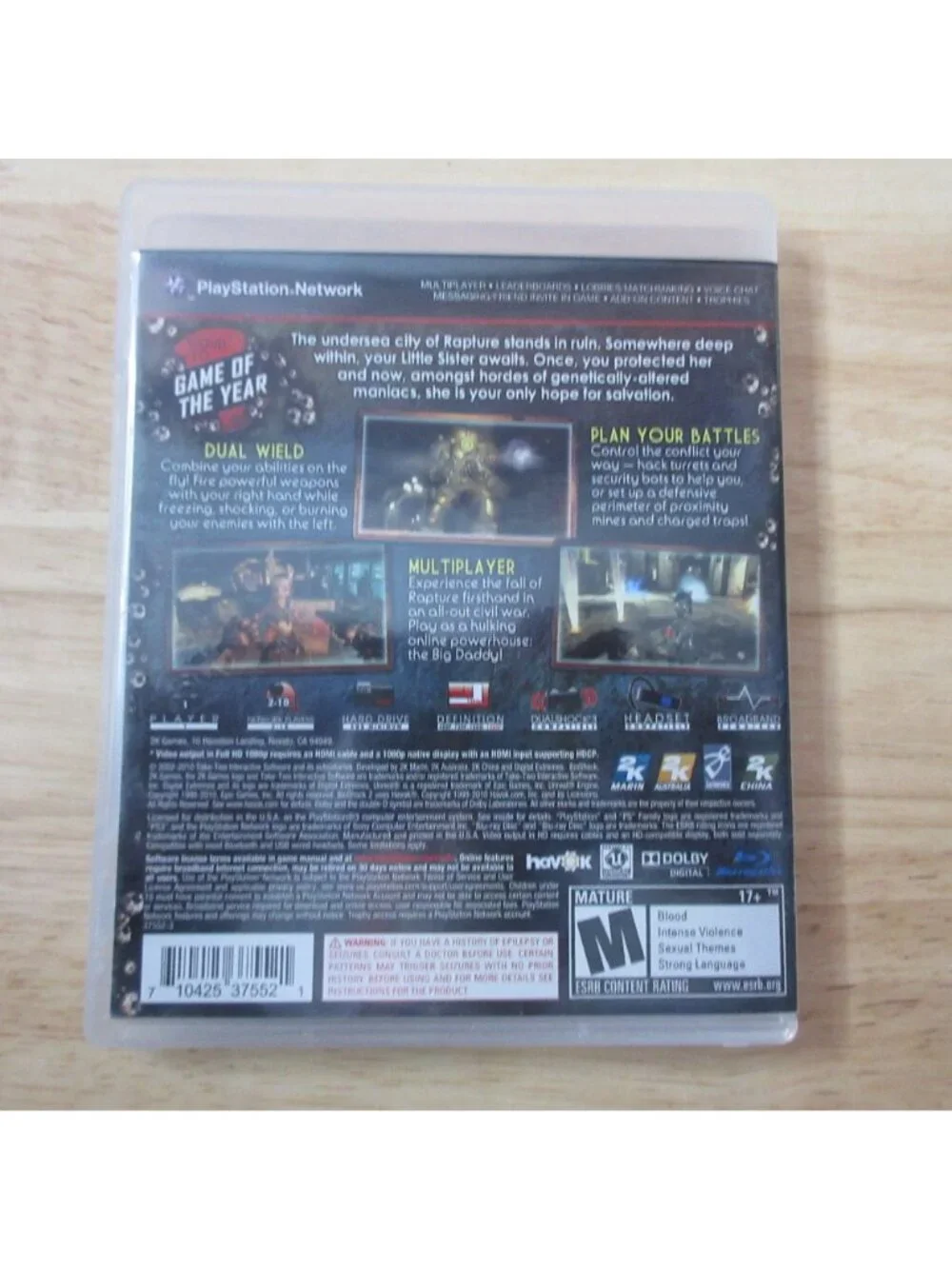 BioShock 2 (Sony PlayStation 3, 2010)  W/manual